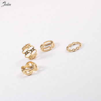 Joolim High End Gold Finish Tarnish Free Модни кухи верижни пръстени Модерни за жени Бижута от неръждаема стомана на едро