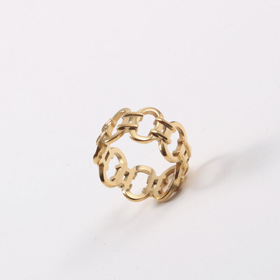 Joolim High End Gold Finish Tarnish Free Modni šuplji lančani prstenovi Trendy za žene Veleprodaja nakita od nehrđajućeg čelika