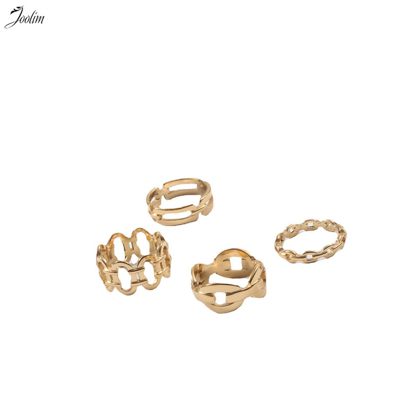 Joolim High End Gold Finish Tarnish Free Modni šuplji lančani prstenovi Trendy za žene Veleprodaja nakita od nehrđajućeg čelika