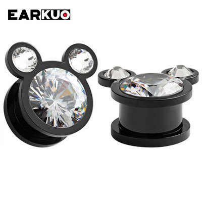 EARKUO Hot Selling Mačka Šišmiš Pčela Ananas Tuneli za bušenje ušiju od nehrđajućeg čelika Ekspanderi Nakit za tijelo Nosila za naušnice 2 KOM.