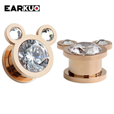 EARKUO Hot Selling Mačka Šišmiš Pčela Ananas Tuneli za bušenje ušiju od nehrđajućeg čelika Ekspanderi Nakit za tijelo Nosila za naušnice 2 KOM.