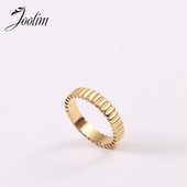 Joolim augstākās klases zelta apdare, neaptraipa, modes šauri kroku gredzeni ar 18 K PVD pārklājumu nerūsējošā tērauda juvelierizstrādājumu vairumtirdzniecība