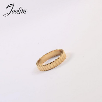 Модни тесни плисирани пръстени за пръсти Joolim без потъмняване, бижута от неръждаема стомана с PVD покритие на едро
