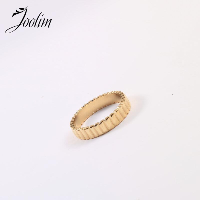 Joolim augstākās klases zelta apdare, neaptraipa, modes šauri kroku gredzeni ar 18 K PVD pārklājumu nerūsējošā tērauda juvelierizstrādājumu vairumtirdzniecība