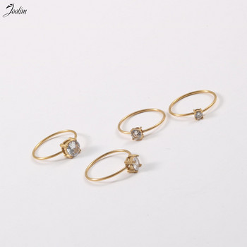 Joolim High End Gold Finish Non Tarnish Модни фини пръстени с циркон Модерни за жени Бижута от неръждаема стомана на едро