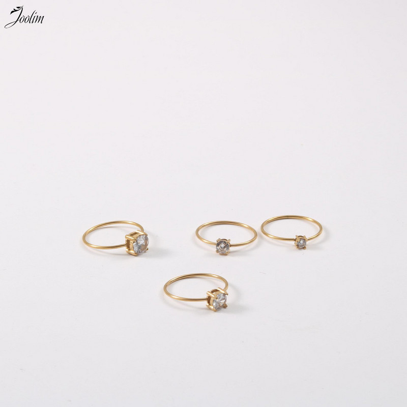 Joolim augstākās klases zelta apdare, neaptraipa, modes smalki cirkona gredzeni, moderni sievietēm, nerūsējošā tērauda juvelierizstrādājumu vairumtirdzniecība