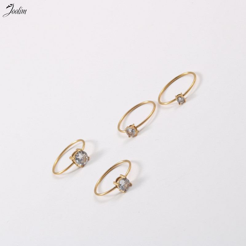 Joolim augstākās klases zelta apdare, neaptraipa, modes smalki cirkona gredzeni, moderni sievietēm, nerūsējošā tērauda juvelierizstrādājumu vairumtirdzniecība