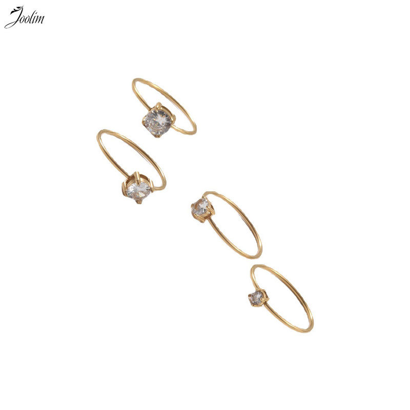 Joolim augstākās klases zelta apdare, neaptraipa, modes smalki cirkona gredzeni, moderni sievietēm, nerūsējošā tērauda juvelierizstrādājumu vairumtirdzniecība
