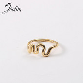 Joolim High End Gold Finish Free Tarnish Jedinstveno prstenje sa apstraktnim zakrivljenim linijama Trendy za žene Veleprodaja nakita od nehrđajućeg čelika