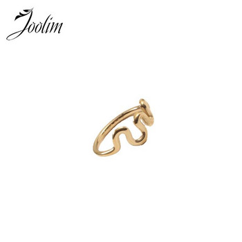 Joolim High End Gold Finish Tarnish Δωρεάν Μοναδικά δαχτυλίδια αφηρημένα καμπύλες γραμμές Μοντέρνα για γυναίκες Κοσμήματα από ανοξείδωτο χάλυβα Χονδρική