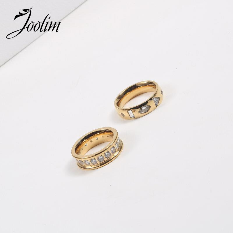 Joolim augstas klases 18 K zelta PVD bez aptraipīšanas, cirkona gredzeni sievietēm, 2022. gada nerūsējošā tērauda juvelierizstrādājumu vairumtirdzniecība