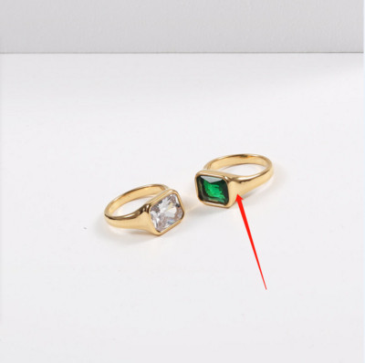 Joolim augstas klases zelta PVD moderni taisnstūra cirkona gredzeni sievietēm nerūsējošā tērauda juvelierizstrādājumu vairumtirdzniecība