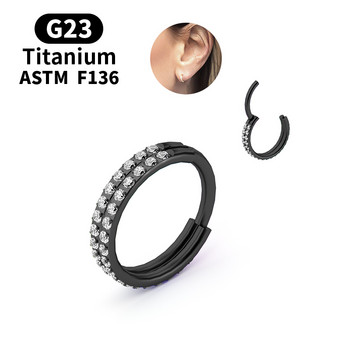 1PS Νέο G23 Titanium Δύο σειρές Ζιργκόν υψηλής ποιότητας Δακτύλιος τμήματος υψηλής τιμής που ανοίγει Μικρό διάφραγμα ρουθούνι Ear Ho