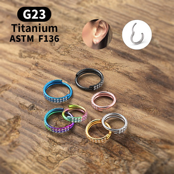 1PS Νέο G23 Titanium Δύο σειρές Ζιργκόν υψηλής ποιότητας Δακτύλιος τμήματος υψηλής τιμής που ανοίγει Μικρό διάφραγμα ρουθούνι Ear Ho