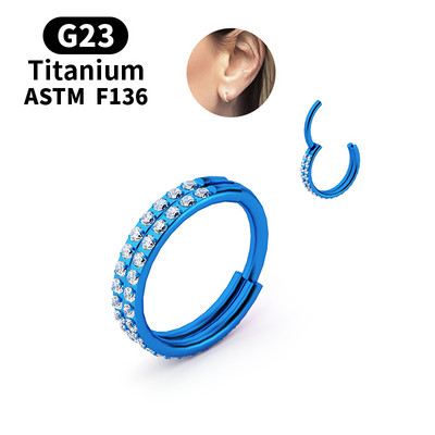 1PS Novi G23 Titanium Dva reda cirkona Visokokvalitetni Visokocjenovni Segment Prstena Otvor Mali Septum Nozdrva Uho Ho