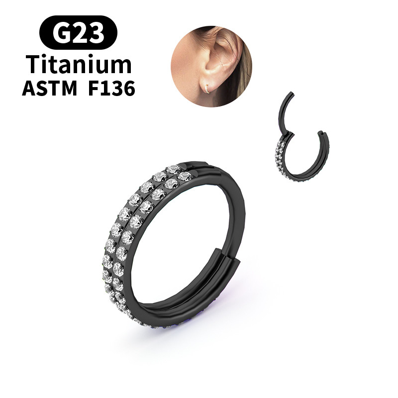 1PS Novi G23 Titanium Dva reda cirkona Visokokvalitetni Visokocjenovni Segment Prstena Otvor Mali Septum Nozdrva Uho Ho