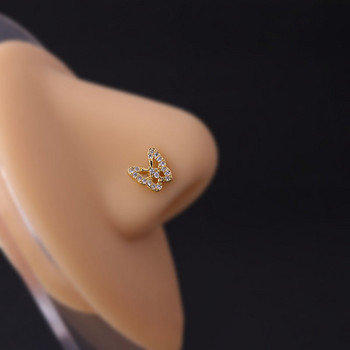 Нов дизайн 1PC пръстени за нос от неръждаема стомана шпилка за нос циркон пеперуда звезда луна L форма шпилки за нос винт пиърсинг на нос бижута