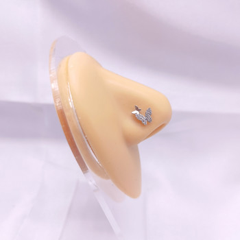 1PC L-образни шипове за нос Бижута за пиърсинг на носа Модни неръждаеми стомани CZ Пеперуда Flower Leaf Индийски винт пръстени за нос Нос Stud