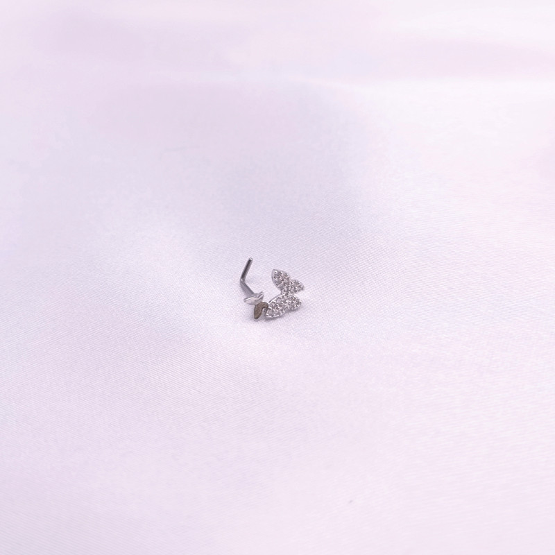 1 gab L formas deguna kniedes deguna pīrsings rotaslietas modes nerūsējošā tērauda CZ tauriņš ziedu lapas Indijas skrūves deguna gredzeni deguna tapa