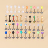 5gab Labret lūpu gredzens ar auskaru ausu caurduršanas stienis Ķirurģiskā tērauda skrimšļa daiva akrils Tragus Helix Monroe skrūvējamas ķermeņa rotaslietas