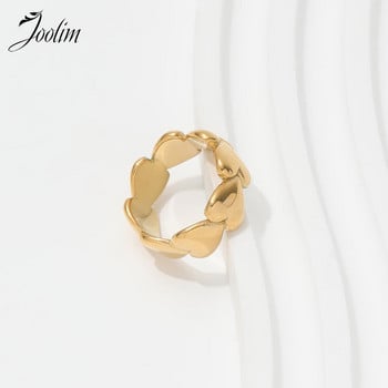 Joolim High End Gold PVD NO Fade Сърцевидни пръстени с показалец за жени Бижута от неръждаема стомана на едро