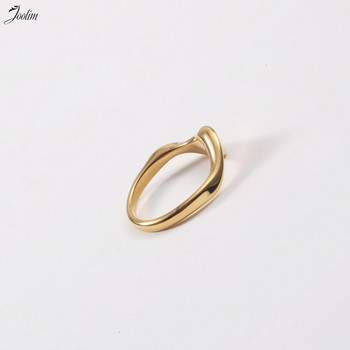 Joolim High End Gold Finish No Fade Прости усукани извити пръстени Модерни за жени Бижута от неръждаема стомана на едро