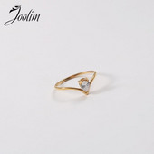 Joolim High End Gold Finish Non Tarnish Dainty Water Drop Zircon Rings Trendy for Women Κοσμήματα από ανοξείδωτο χάλυβα Χονδρική