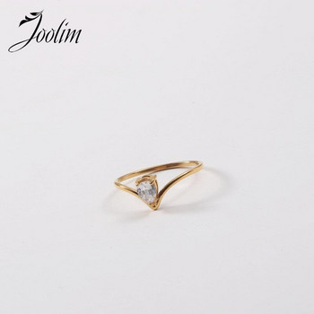 Joolim High End Gold Finish Non Tarnish Dainty Water Drop Zircon Rings Trendy for Women Κοσμήματα από ανοξείδωτο χάλυβα Χονδρική