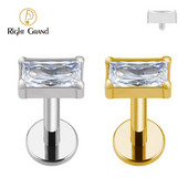 Right Grand ASTM F136 Titanium Baguette CZ Labret Flat Back Stud Naušnica Helix Hrskavica Tragus Lobe Piercing za uho