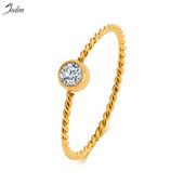 Joolim augstākās klases zelta apdare, aptraipīšana, brīva mode, vienkārša, smalka vērpšana, balti cirkona gredzeni, nerūsējošā tērauda rotaslietu vairumtirdzniecība