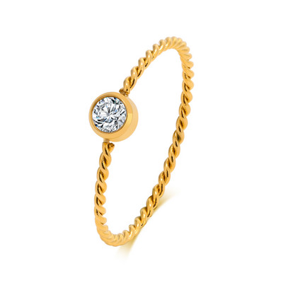 Joolim augstākās klases zelta apdare, aptraipīšana, brīva mode, vienkārša, smalka vērpšana, balti cirkona gredzeni, nerūsējošā tērauda rotaslietu vairumtirdzniecība