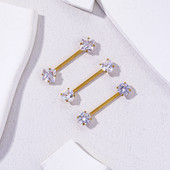 1 gab. Nerūsējošā tērauda CZ krūšu gredzeni sievietēm Sudraba zelta krāsas stienis apaļa sirds kvadrātveida krūšu pīrsings ķermeņa pīrsings rotaslietas