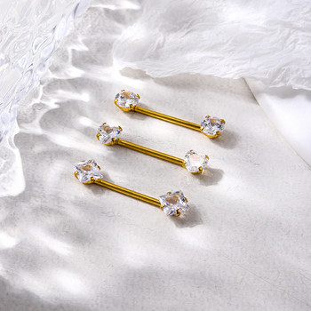 Δαχτυλίδια θηλής 1 τμχ από ανοξείδωτο ατσάλι CZ για γυναίκες Ασημί Χρυσό Χρώμα Μπάρα Στρογγυλή καρδιά Τετράγωνη Θηλή Piercing Body Piercing Κοσμήματα