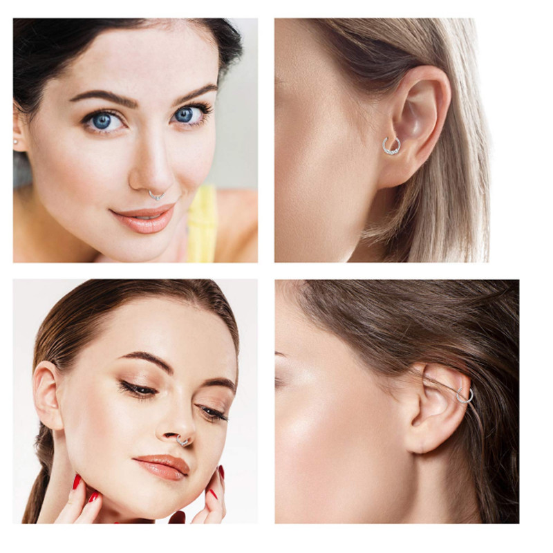 1Gb 16G deguna gredzens sievietēm Mēness Zvaigzne Zieds Galvaskauss Starpsienas Gredzeni Stīpiņa Deguna starpsienas Pīrsings Helix Skrimšļa Ausu Pīrsingi