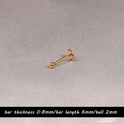 1 gab. Iespiežams deguna gredzens Labret gredzens lūpu pīrsings rotaslietas 18K apzeltīts skrimšļa auskari 20G 0,8mm titāna tērauds 2mm 3mm sievietēm