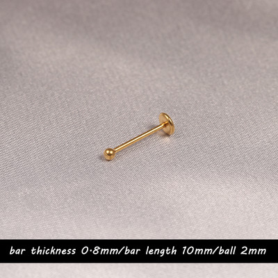 1 gab. Iespiežams deguna gredzens Labret gredzens lūpu pīrsings rotaslietas 18K apzeltīts skrimšļa auskari 20G 0,8mm titāna tērauds 2mm 3mm sievietēm