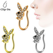 Modni Crystal Creative Rabbit Lažni piercing za nos za žene Muškarci Punk Septum Falso Nose Ring Falso Nariz piercing nakit za tijelo