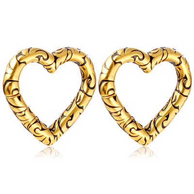 Casvort 2PCS 5mm 4g Barokno srce Utezi za uši Hipoalergeni čepići od nehrđajućeg čelika Tuneli Nosiljka Piercing Nakit za tijelo
