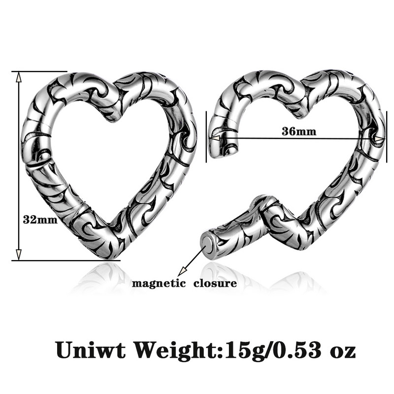 Casvort 2PCS 5mm 4g Barokno srce Utezi za uši Hipoalergeni čepići od nehrđajućeg čelika Tuneli Nosiljka Piercing Nakit za tijelo