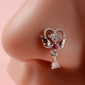 Arrow 20G Prsten za piercing u obliku slova L, crveno srce, igla za nozdrvu, piercing za pregradu NezHalloween Nariz Obruč za nos