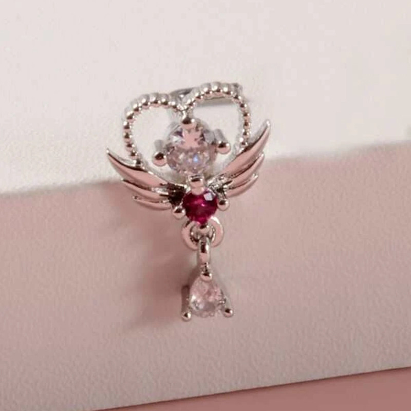 Arrow 20G Prsten za piercing u obliku slova L, crveno srce, igla za nozdrvu, piercing za pregradu NezHalloween Nariz Obruč za nos