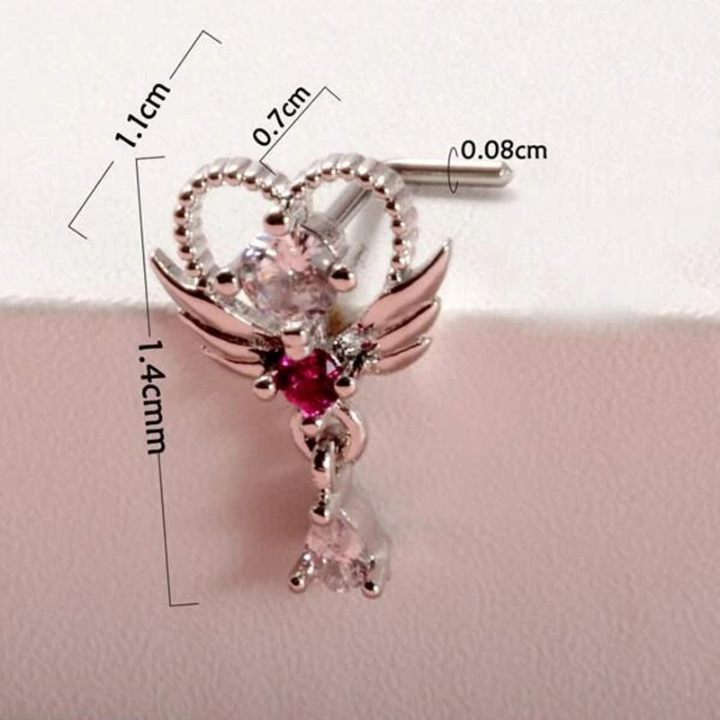 Arrow 20G Prsten za piercing u obliku slova L, crveno srce, igla za nozdrvu, piercing za pregradu NezHalloween Nariz Obruč za nos