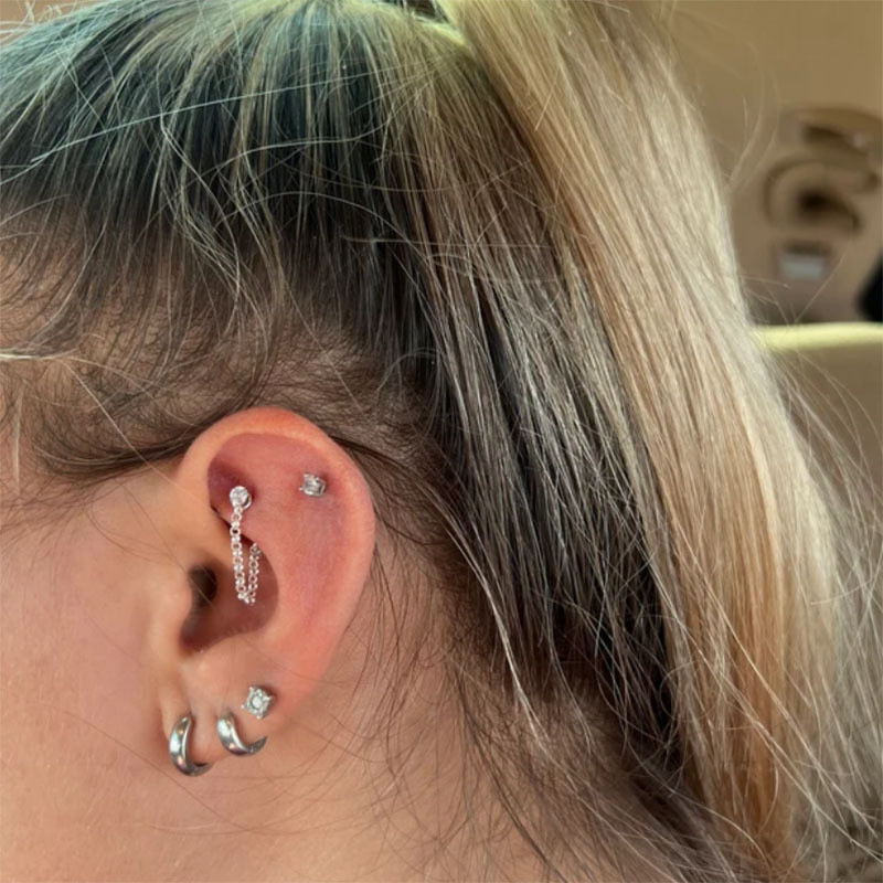 16G lančić Zakrivljeni uteg za obrve Prsten Rook Daith Naušnice Hrskavica Tragus Kirurški čelik Cirkon Body Piercing Nakit Veleprodaja