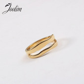 Joolim augstākās klases zelta apdare mākslinieciski neregulāri viltoti divslāņu aproču gredzeni, tendence sievietēm, nerūsējošā tērauda juvelierizstrādājumu vairumtirdzniecība