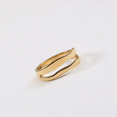 Joolim augstākās klases zelta apdare mākslinieciski neregulāri viltoti divslāņu aproču gredzeni, tendence sievietēm, nerūsējošā tērauda juvelierizstrādājumu vairumtirdzniecība