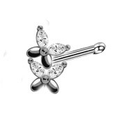 Cute Bunny Ring Nose Pīrsings Stud Bunny Deguns Pīrsings Kristāla Trusis Rotaslietas Trusis Karikatūra Narisa Pīrsings Stud Īsts pīrsings