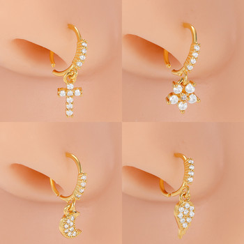 Χειρουργικά ατσάλινα δαχτυλίδια μικρού μύτης Heart Star Moon Sun Zircon Nose Stud 20G Body Piercing Κοσμήματα για γυναίκες Ανδρικό δώρο