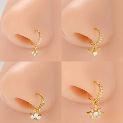 Χειρουργικά ατσάλινα δαχτυλίδια μικρού μύτης Heart Star Moon Sun Zircon Nose Stud 20G Body Piercing Κοσμήματα για γυναίκες Ανδρικό δώρο