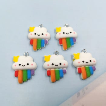 10 τμχ Κορέα Rainbow Star Cloud Cute Charms For Jewelery Making Findings Resin Floating Pendant Patch Diy Phone Case σκουλαρίκια C869