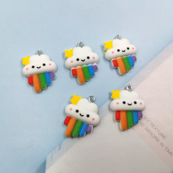 10 τμχ Κορέα Rainbow Star Cloud Cute Charms For Jewelery Making Findings Resin Floating Pendant Patch Diy Phone Case σκουλαρίκια C869